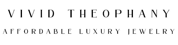 Logo of Vivid Theophany, an affordable luxury jewelry brand, on a white background.
