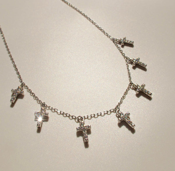 Vivid Theophany Serenity Cross Necklace (18K White Gold Plated) | Necklace with Peaceful Presence